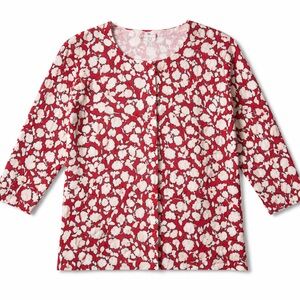 Talbots Red Floral Print Cotton Blend Top – Petite Medium